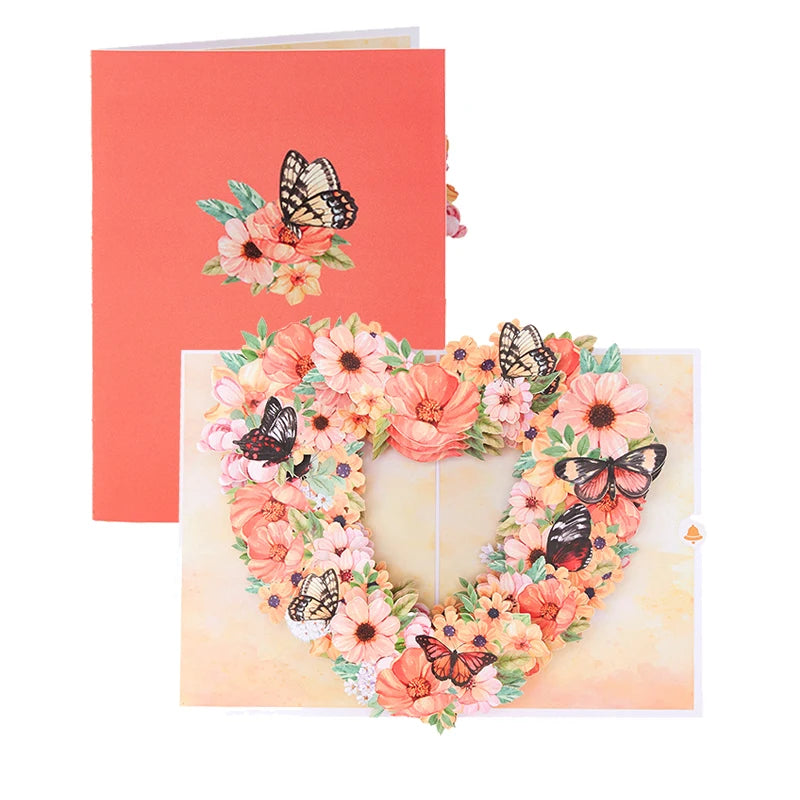 Cymbidium Orchids Pop-up Greeting Card with Envelope Flowers Postcard Floral Birthday Cards Valentines Gifts Creative Home Decor