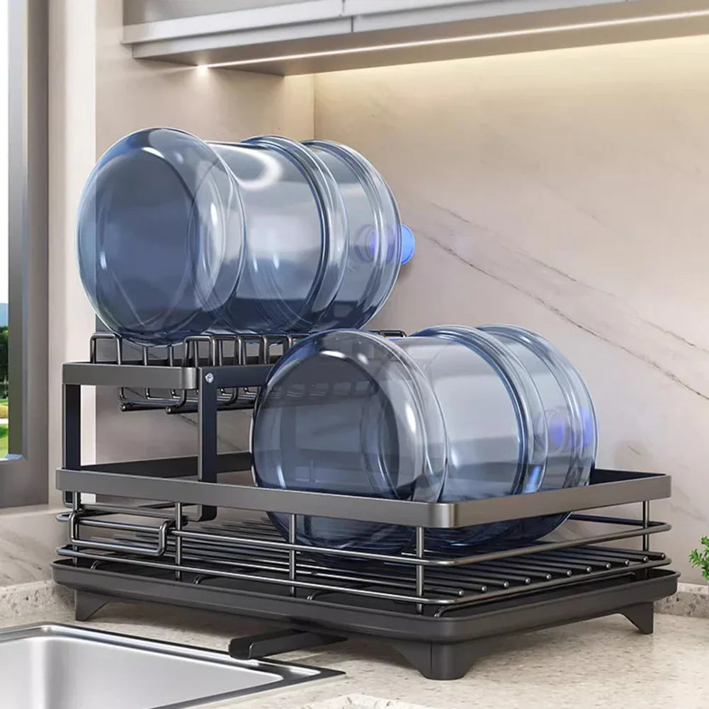 Popular Dish Drying Rack Kitchen Adjustable Steel 2 Tier Plates Organiser Dish Bowl Drainer Storage Rack Kitchen Utensils