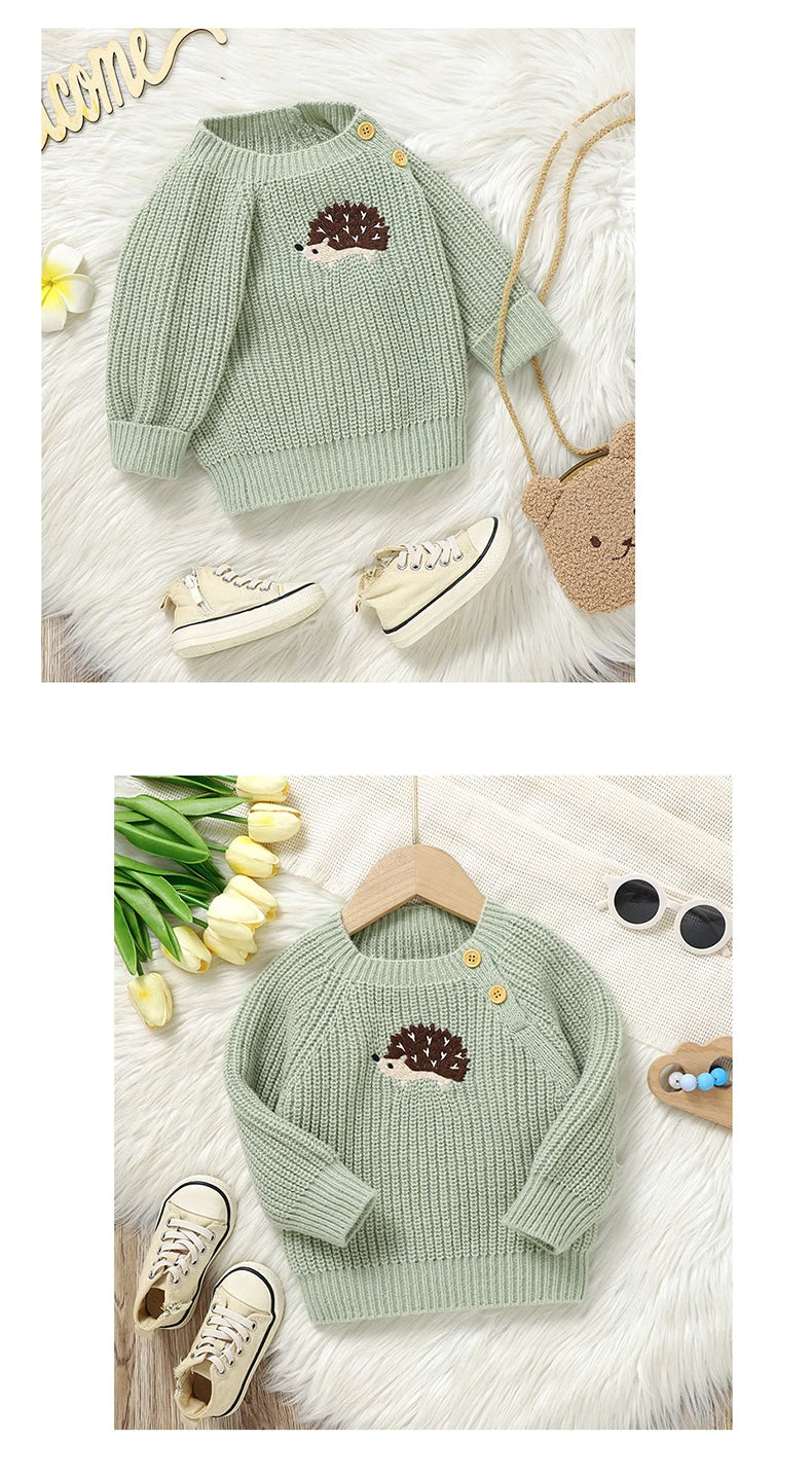 Baby Sweaters Knitted Newborn Girl Boy Pullover Long Sleeve Autumn Infant Children Clothing Cute Cartoon Hedgehog Tops Outerwear