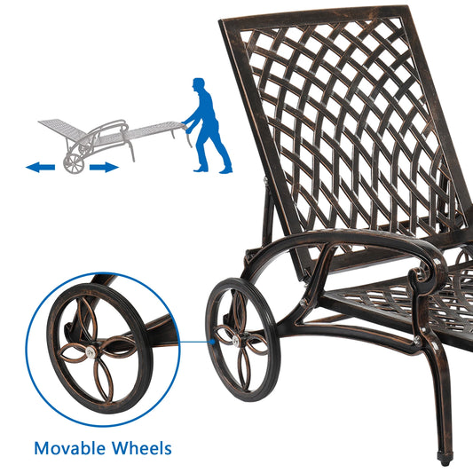 193*64.5*93cm Backrest Adjustable Courtyard Cast Aluminum Lying Bed Bronze