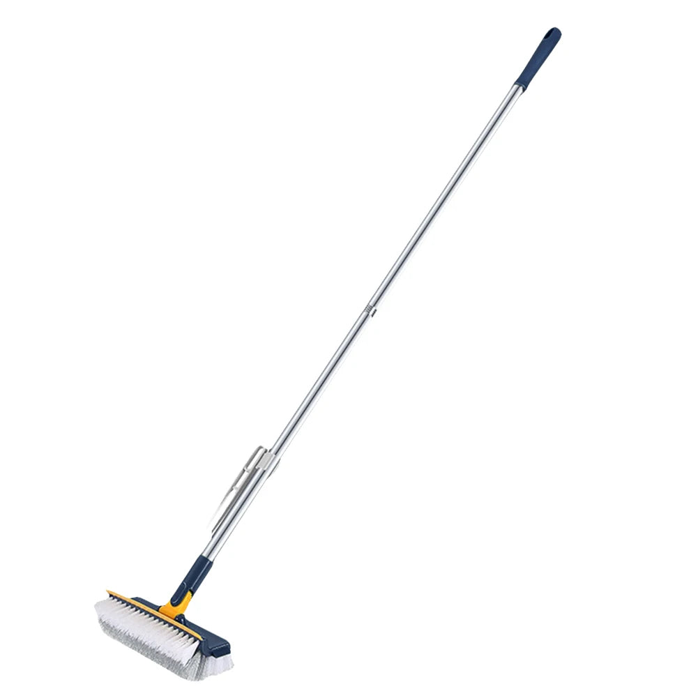 3 in 1 Floor Scrub Brush with Right Angled Bristle & Scraper Long Handle Grout Brush Shower Scrubber for Bathroom Tub Tile Floor