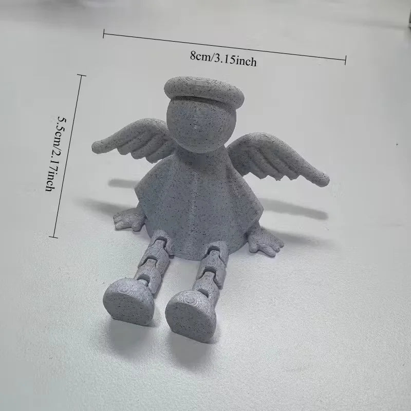 3D Printed Angel Figurine with Wings - Durable Plastic Christmas Decor for Home, Car, Desk. Ideal Gift for All