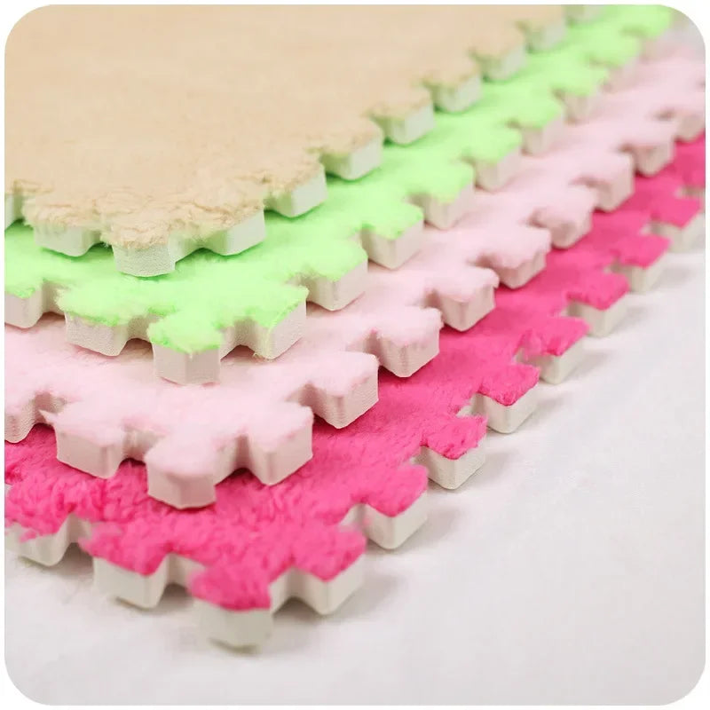 6/12Pcs Baby Play Mat EVA Foam Puzzle Tiles Soft Plush Interlocking Crawling Mat Non-Slip Nursery Floor Rug Washable