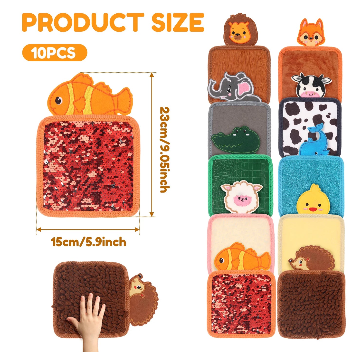 Baby Montessori Sensory Mats Cartoon Animal Cognition Mat Hand-Eye Coordination Education Toy Sensory Tactiles Pad for Children