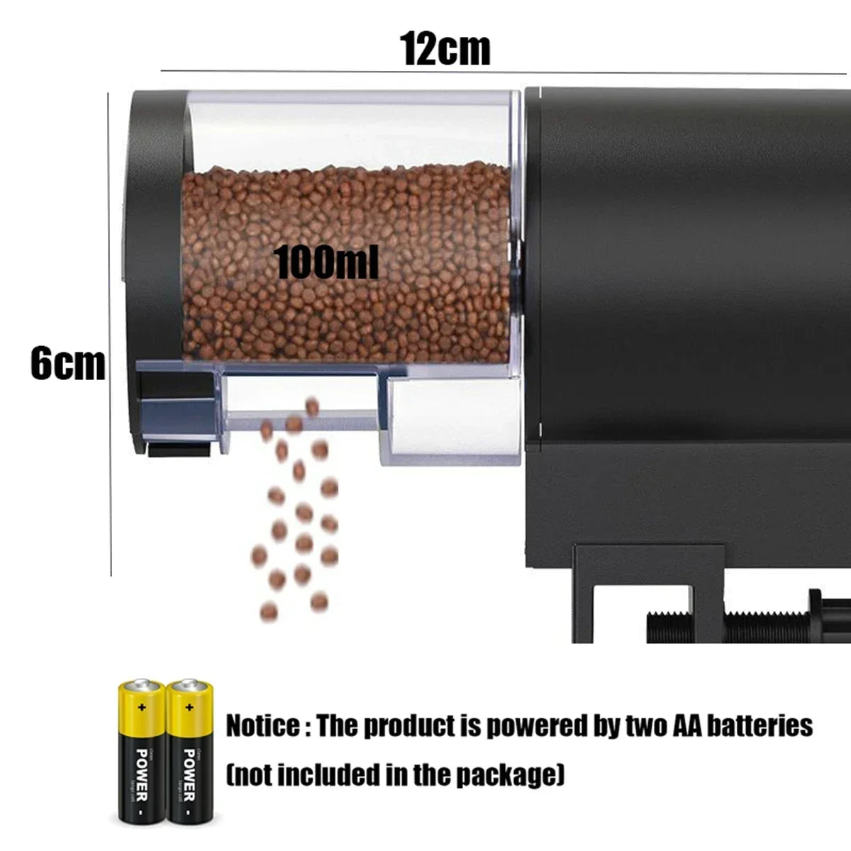 Automatic Fish Feeder for Aquariums – 100ml Capacity, Battery Operated & Easy to Set Up