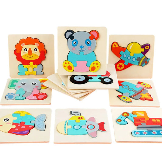 Kids Colorful Cartoon Animals 3D Puzzles Games