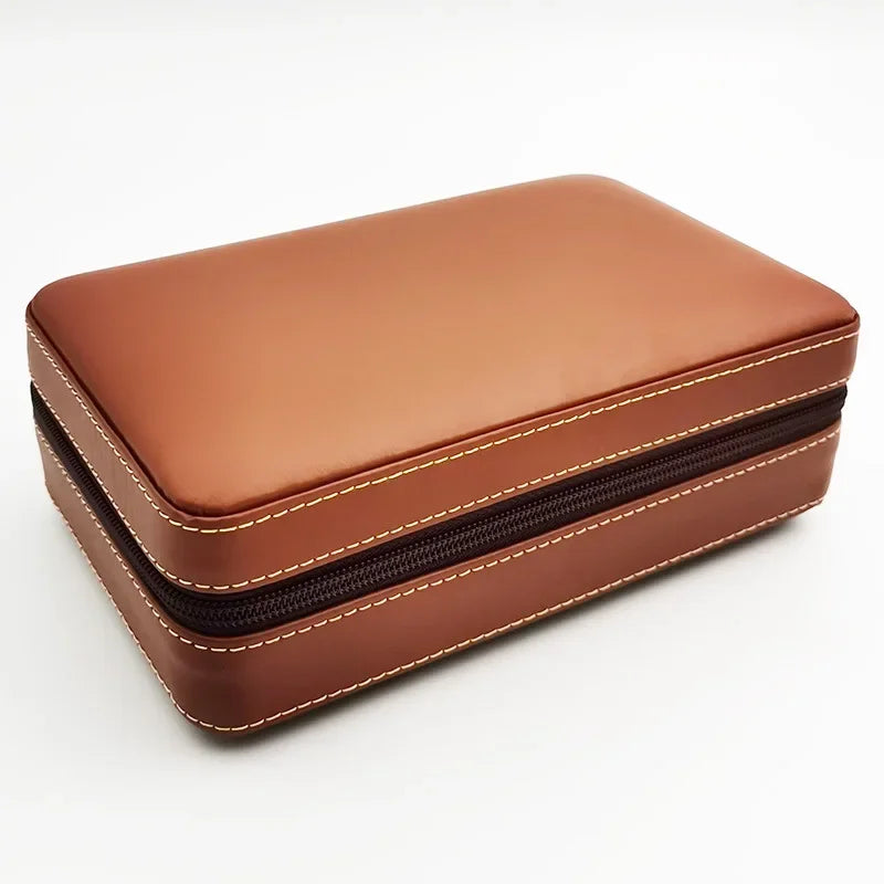 4pcs Humidor Cigar Box Travel Cigar Case orginiser without cutter lighter Leather Cedar Wood Cutter smoking accessories storage