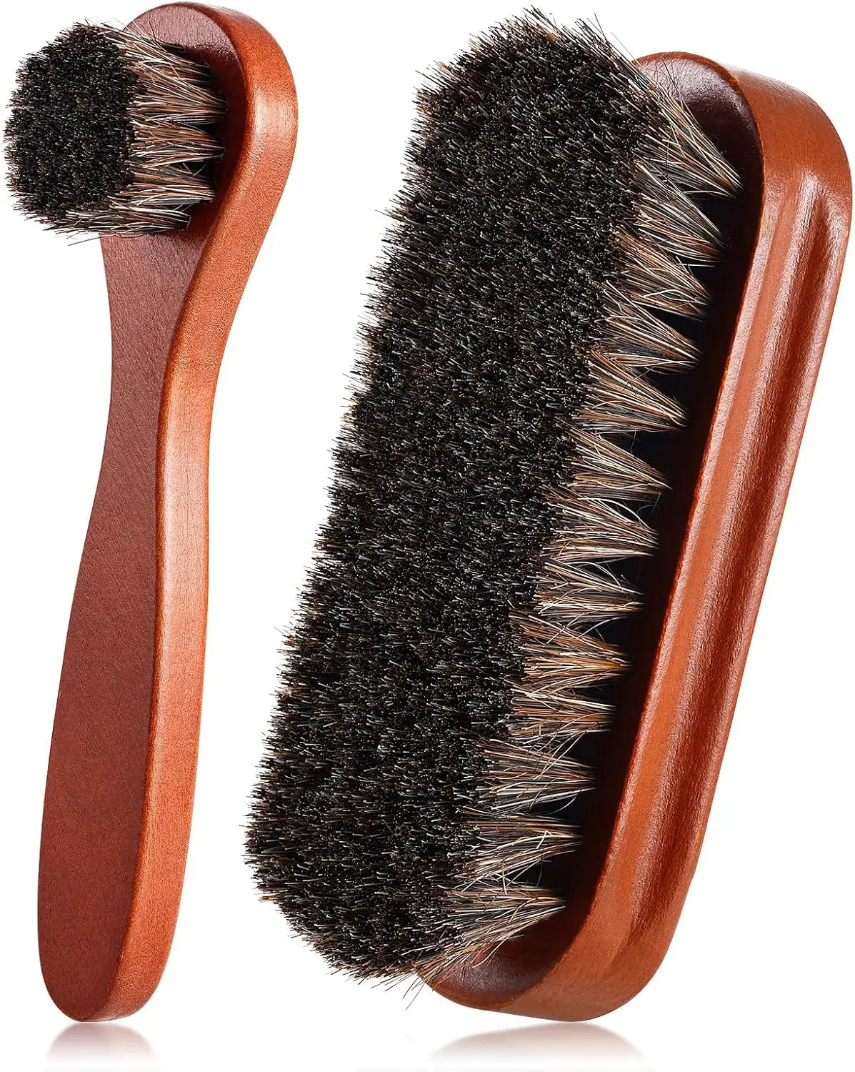 4 Pieces Horsehair Shiny Shoe Brush Set Polishing Applicator Cleaning Leather Shoes Boot Care Brush Suede Cleaning Brush