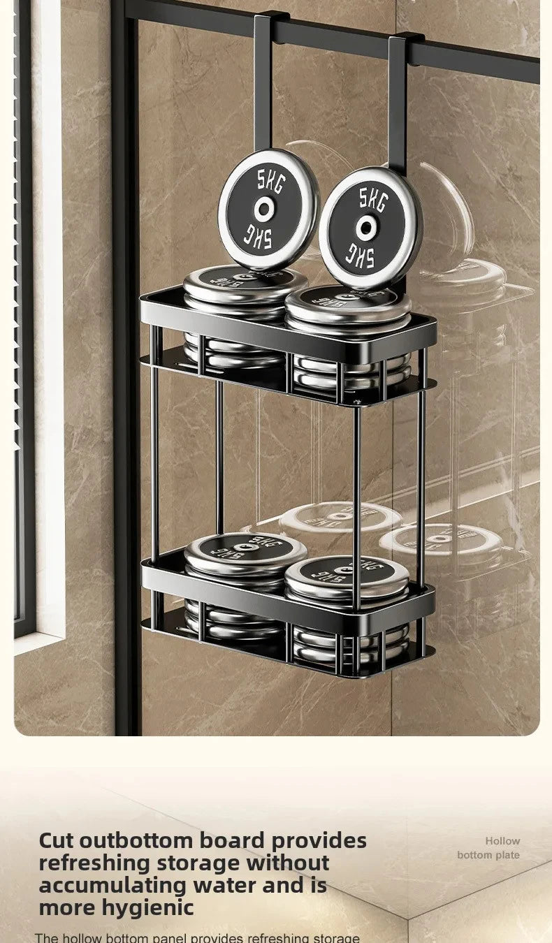 1/2/3 Tiers Bathroom Punch Free Wall-mounted Storage Rack Shower Room Over The Door Toiletries Organizer Bathroom Hanging Shelf