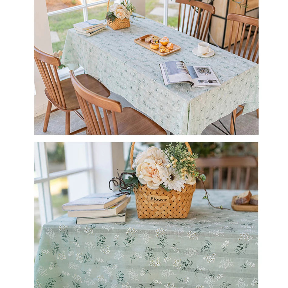 Korean Style Daisy Tassels Cotton Floral Table Cloth