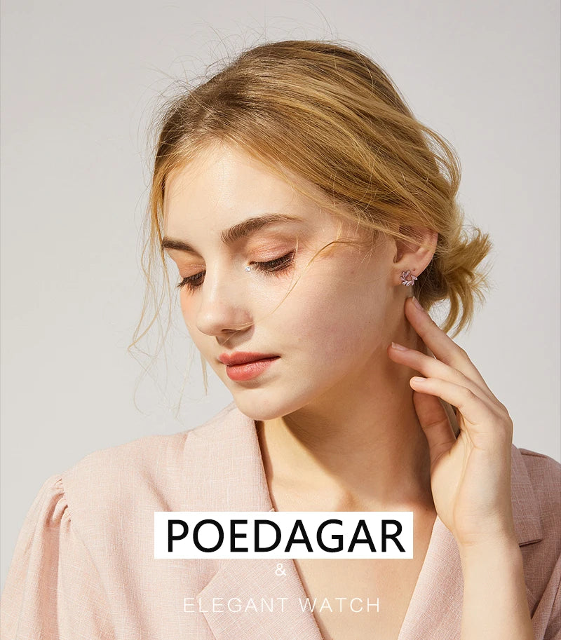 POEDAGAR Women Watch New Fashion Luxury Stainless Steel Wristwatch Bracelet Simple Rose Gold Waterproof Luminous Ladies Watches