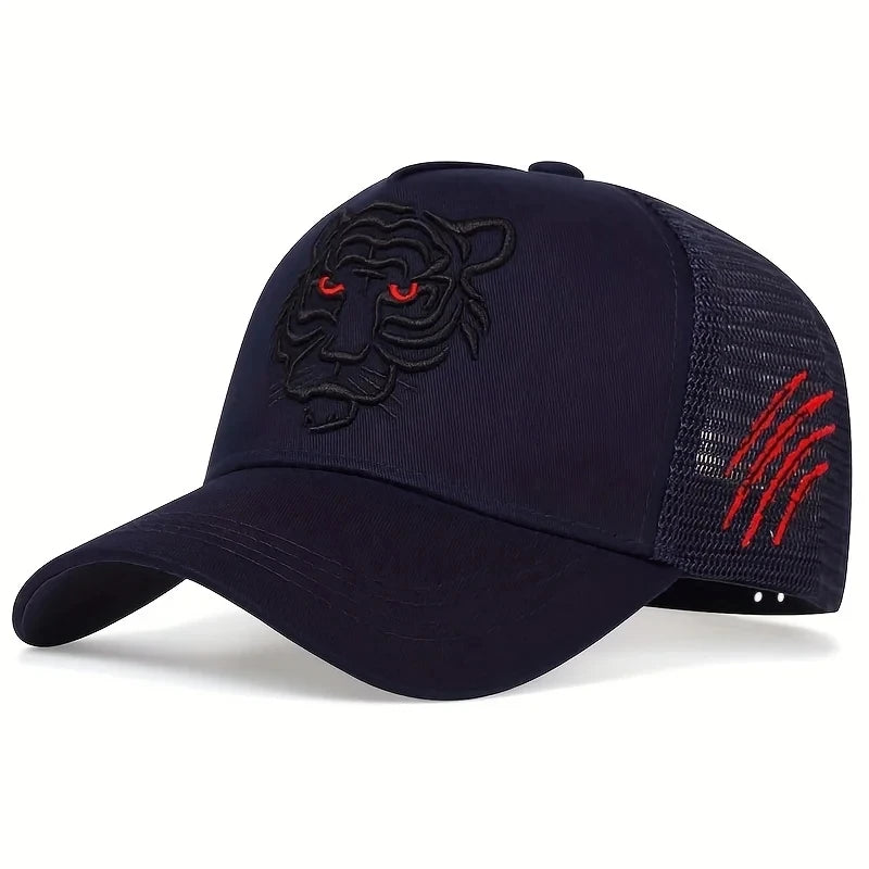 1piece Unisex Tiger Head Embroidery Baseball Caps Spring and Autumn Outdoor Adjustable Casual Hats Sunscreen Hat ﻿