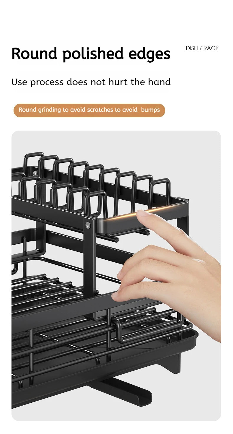 Expandable Over Sink Dish Drying Rack Kitchen Plate Bowl Organiser With Drainboard Countertop Utensil Storage Space Saving Shelf