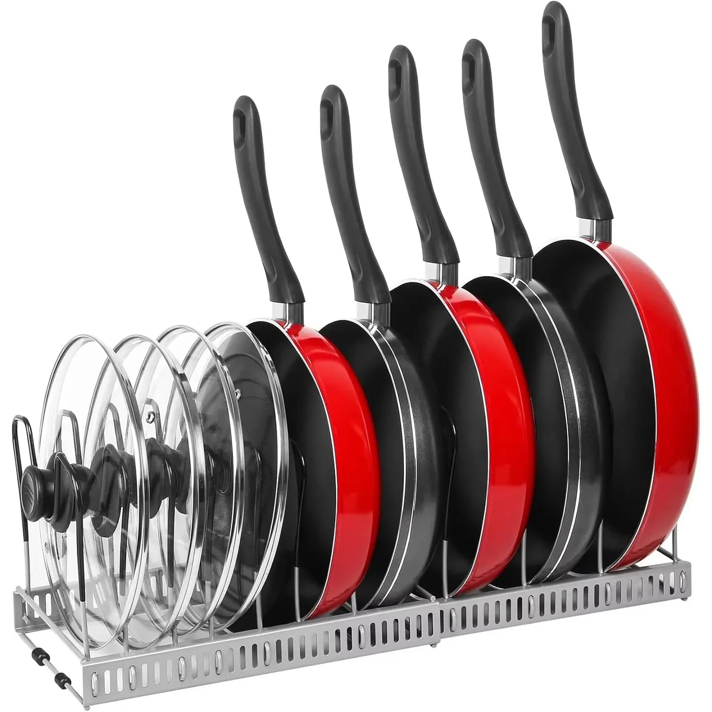 Expandable Pots and Pans Storage Rack for Cabinets Pot and Lid Holder with 6 Adjustable Shelves for Kitchen Organisation Tools