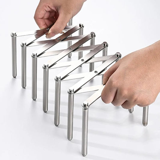 Pot Lid Rack Pan Lid Organiser Retractable Foldable Stainless Steel Plate Dish Holder Shelf Tableware Storage Kitchen Gadgets
