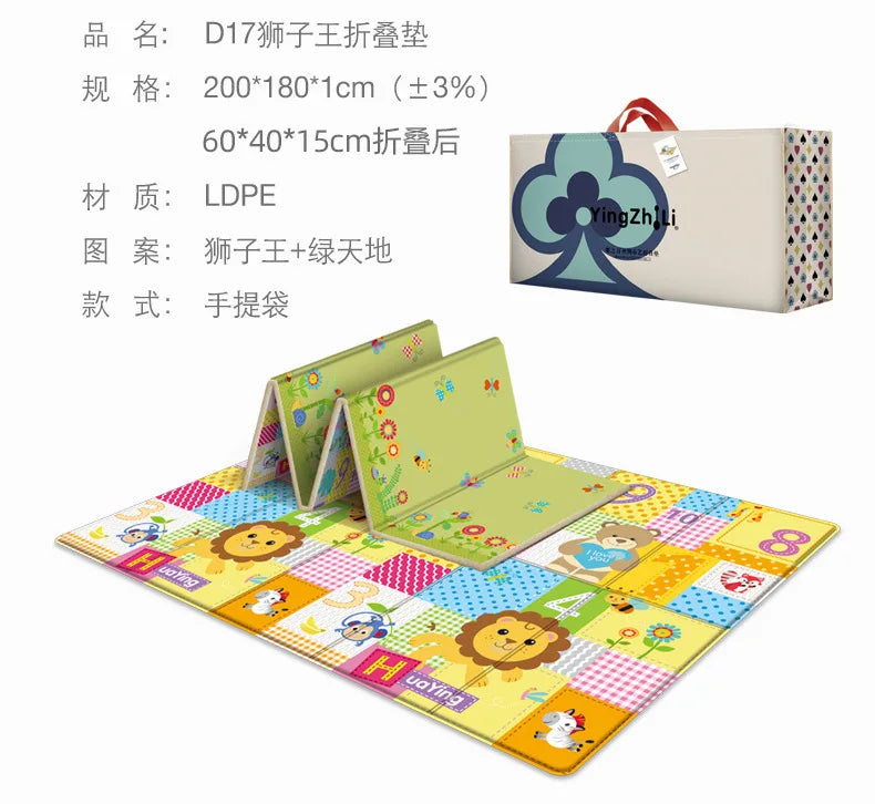 Baby Play Mat 180x200cm Doubel Sided Printed Kids Rug Educational Toys for Children Crawling Carpet Game Activity Gym Foam Floor