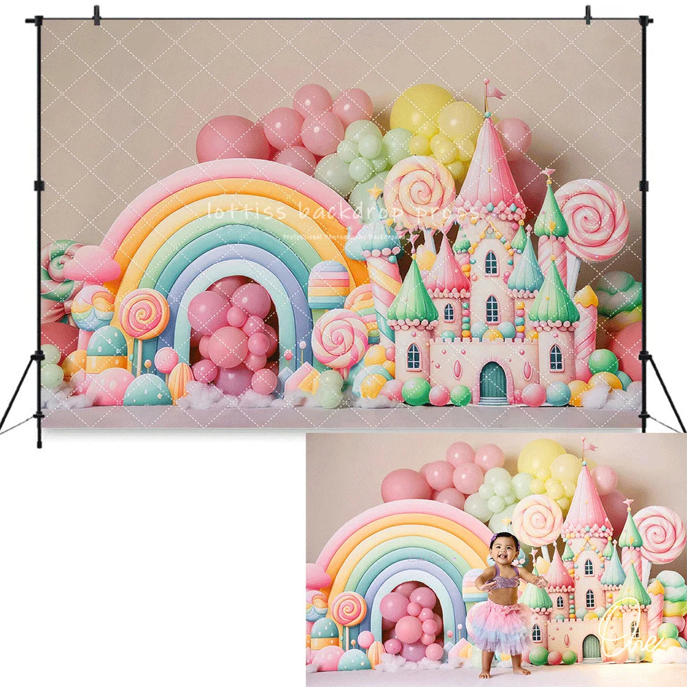 1st Birthday Cake Smash Backdrops Kids Baby Photography Child Photocall Fairy Balloons Wild One Garden Cute Bow Theme Background