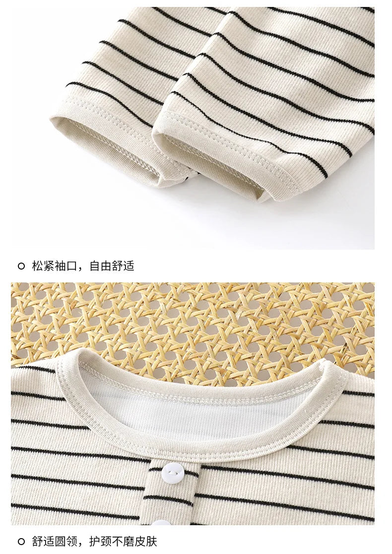 Kids Striped Long Sleeve Top, Soft Cotton Autumn Tee