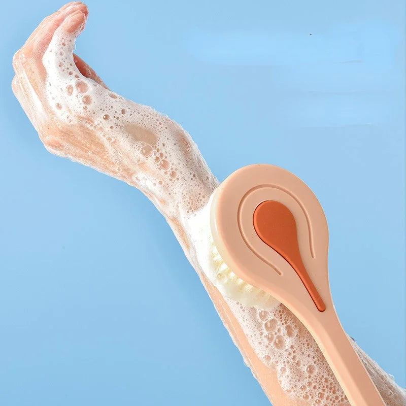 Bathroom Body Brush Kit with Long Handle: Soft-Hair Brush, Back Scrubber & Shower Massage Tool