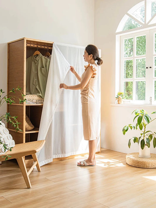 Vertical Stripe Design White Curtains