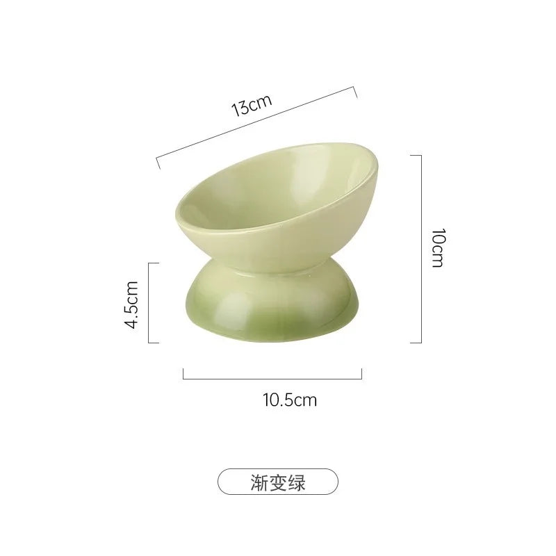 Ceramic Tilted Cat Bowl
