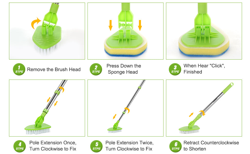 Triangle Sponge Telescopic Glass Wiper Multifunctional Cleaning Pad Bathroom Floor Cleaning Brush Kitchen Supplies Cleaning Tool