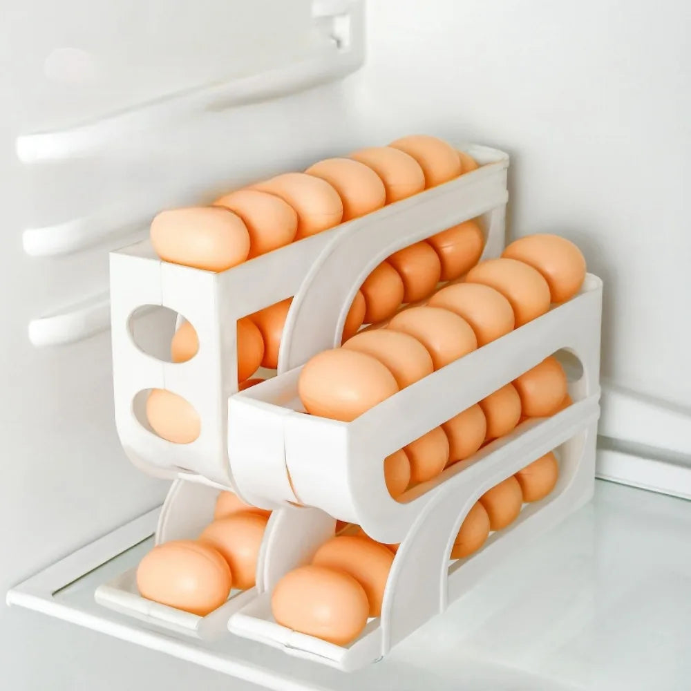 Automatic Egg Dispenser Rolling Egg Tray Organizer, Space Saving Refrigerator Egg Roller,Holds 20/30 Eggs Simultaneously