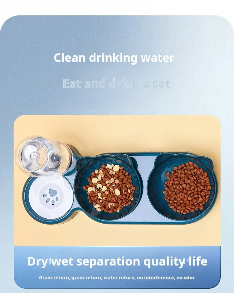Dual-Purpose Pet Bowl with Water Dispenser – Automatic Drinking & Feeding for Cats and Dogs