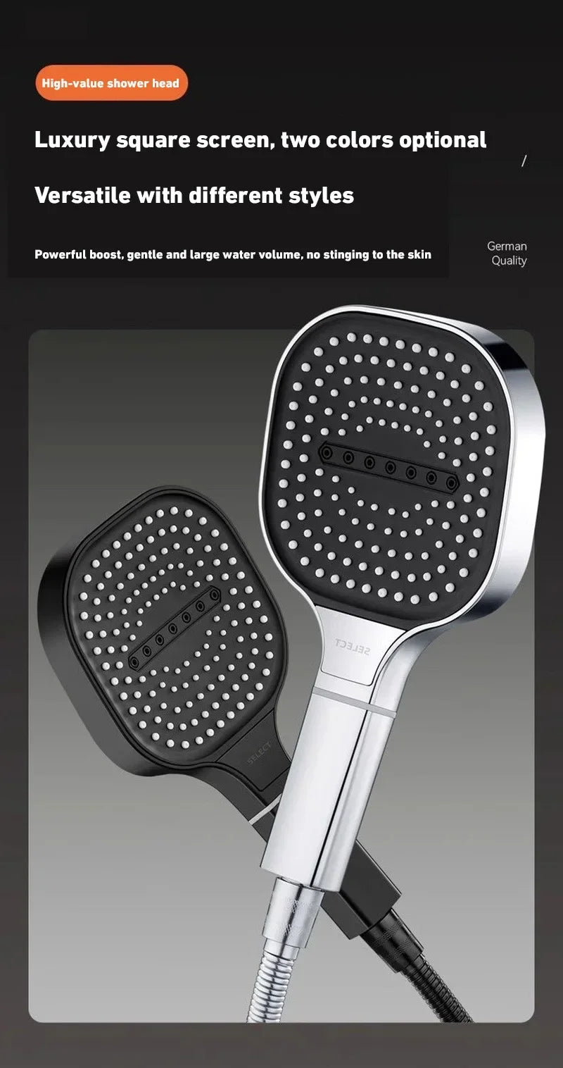 13cm Large Panel 3 Modes Adjustable Shower Head  High Pressure Massage Shower Head Filter Element Bathroom Accessories