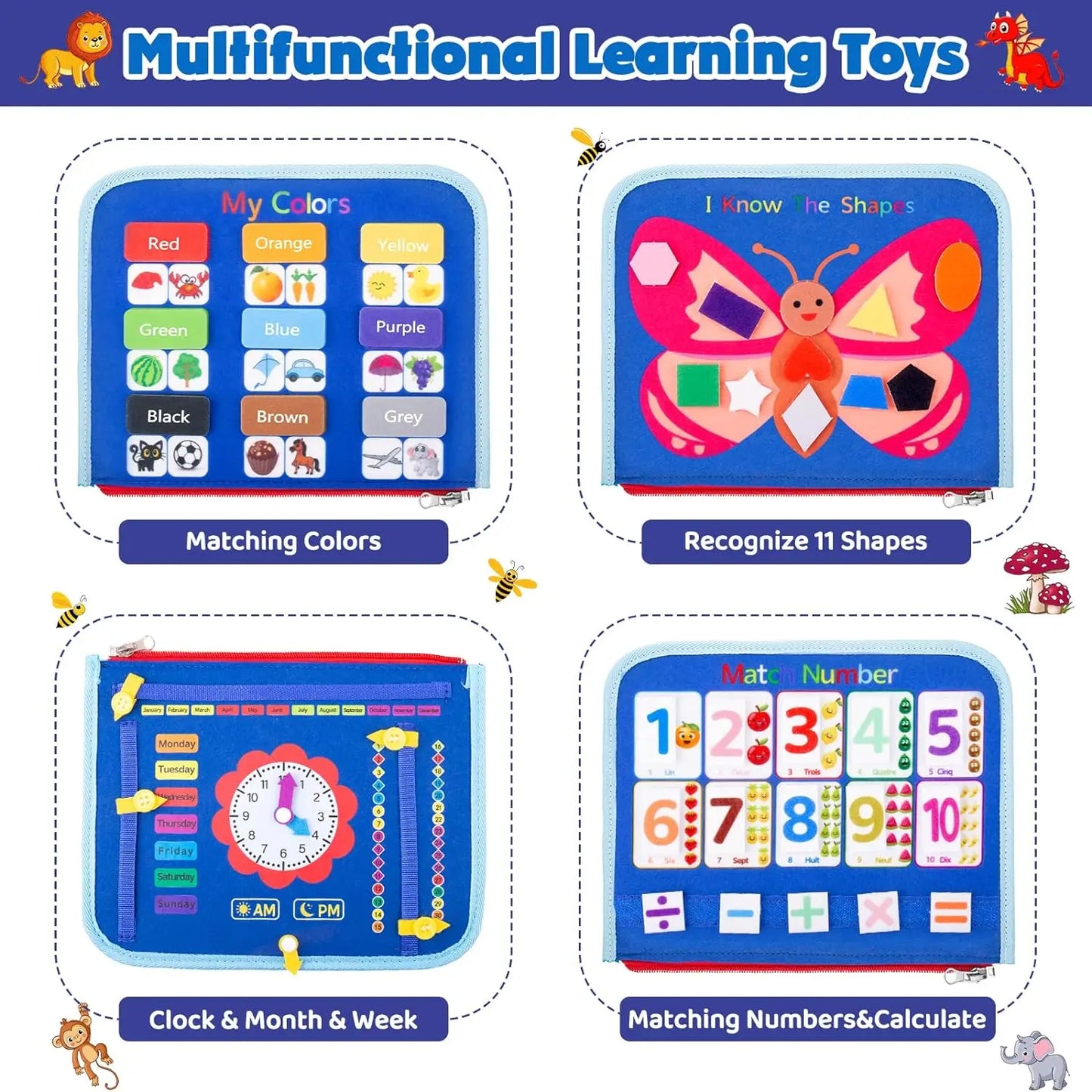 Busy Board Montessori Toys For Toddler Sensory Learning Fine Motor Skills Toys EducationalTravel Activity For Xmas Kids Gifts