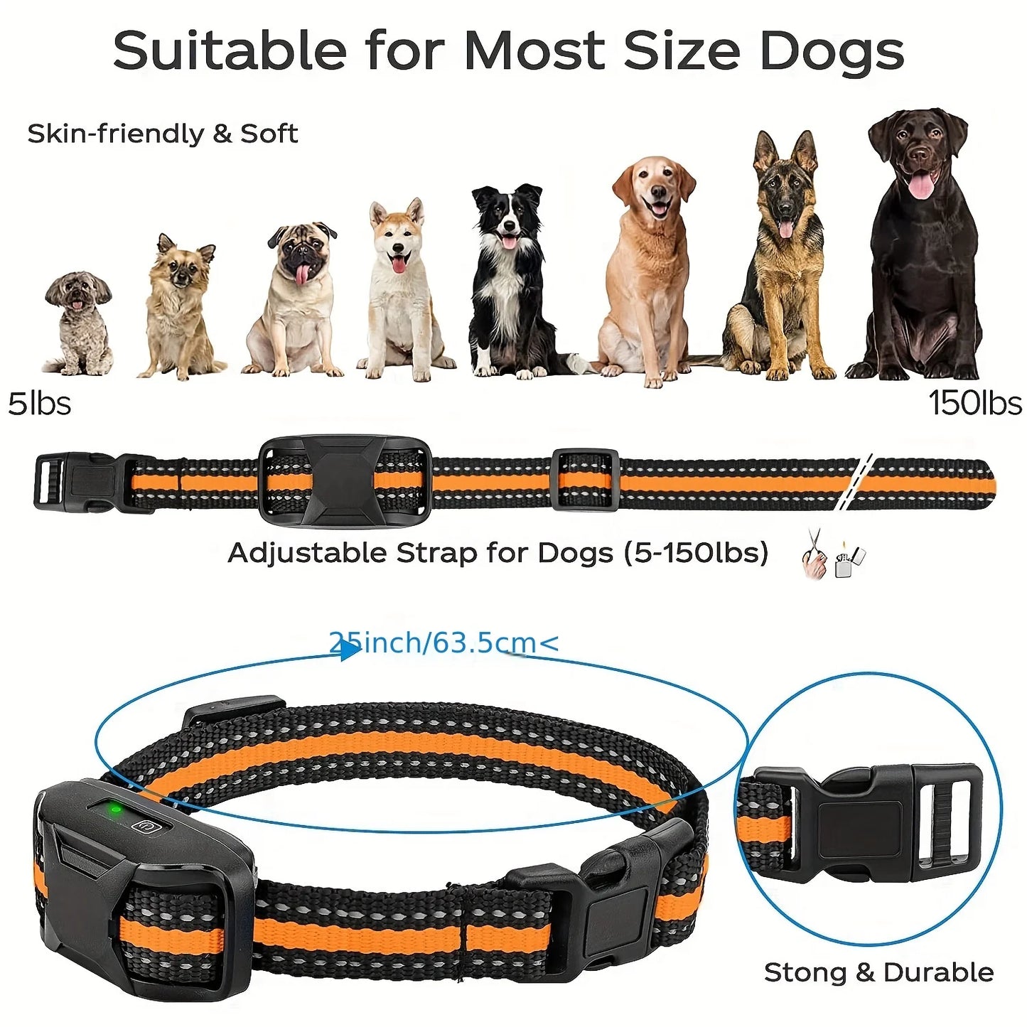 3300Ft Electric Dog Training Collar Remote Control Waterproof Pet BehaviorFor 5-120lbs Puppy With Shock Vibration Beep