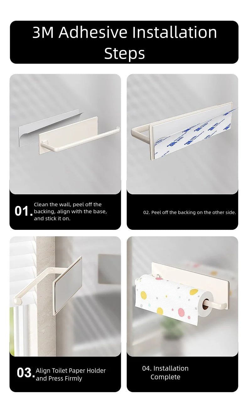 1 magnetic self-adhesive wall-mounted tissue holder with cling film, easy magnetic installation, suitable for kitchen, bathroom