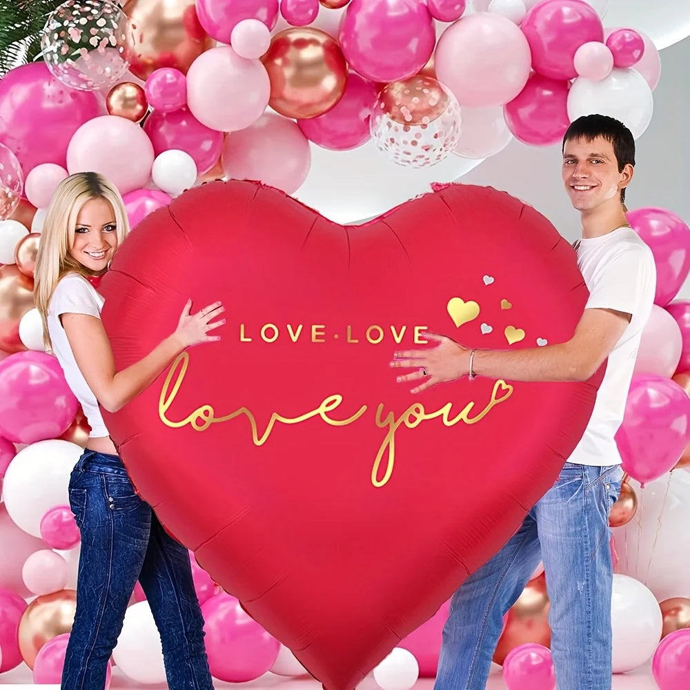 1pc oversized 63 inch Love You aluminum foil love balloon for Valentine's Day, weddings, anniversaries, and birthday decorations