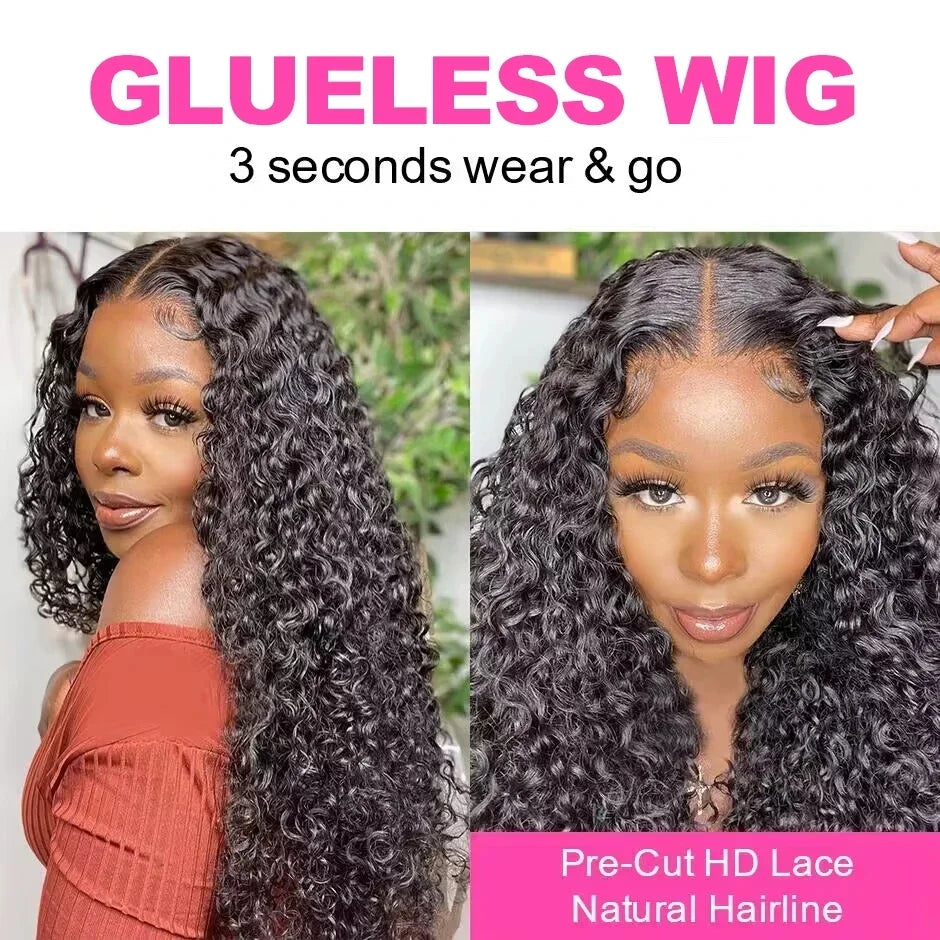 Wear And Go 13x4 Deep Wave Bob Wig For Women Curly Glueless Ready To Go Human Hair Wigs Pre Cut No Lace 200% For Black Woman