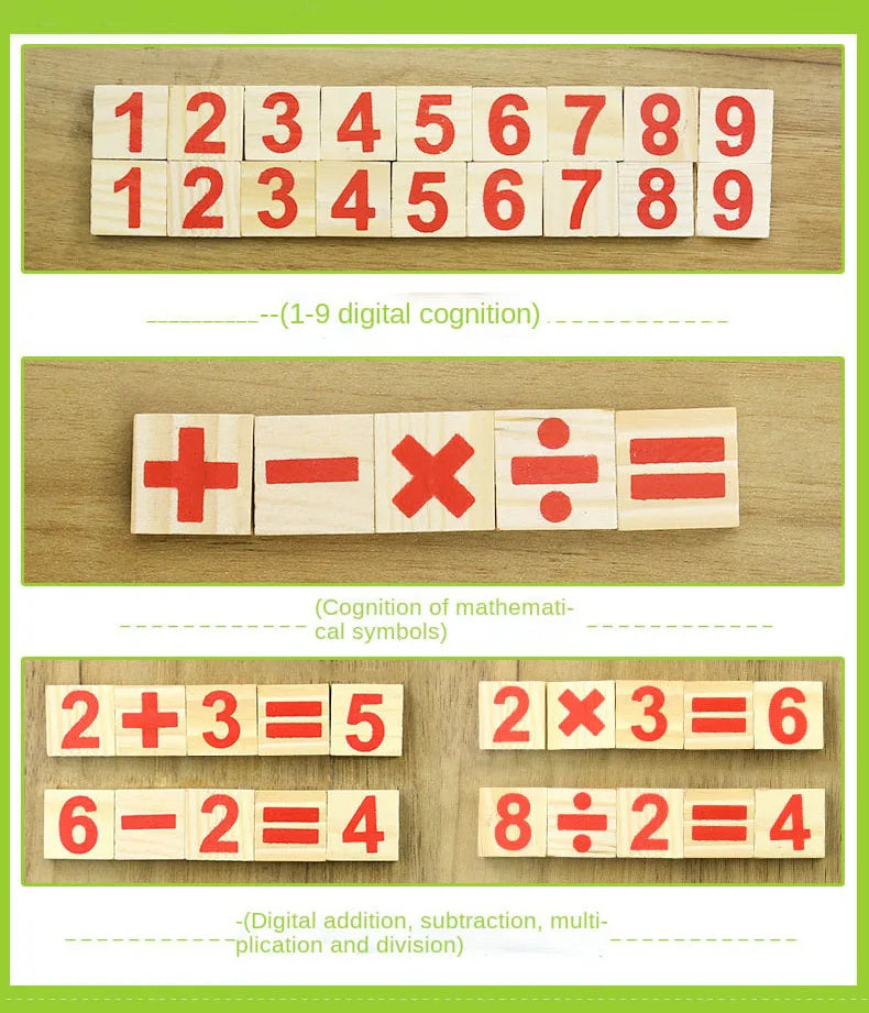 Kids Wooden Math Toys for Children Montessori Educational Learning Number Counting Sticks Kindergarten Mathematics Teaching Aids