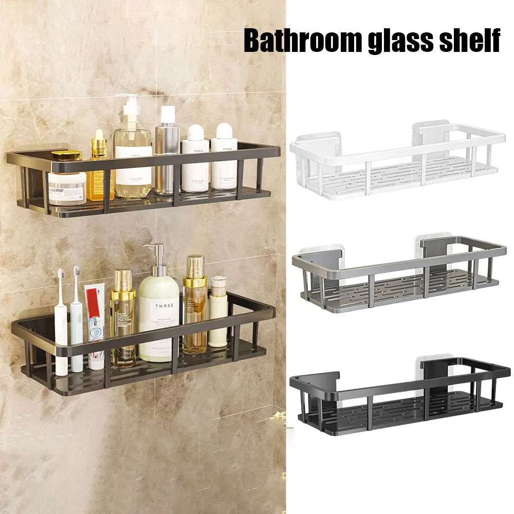 Bathroom Storage Rack No-Drill Wall Mounted Shampoo Makeup Storage Holder ShowerOrganizer Rack Bathroom Shelves Accessories