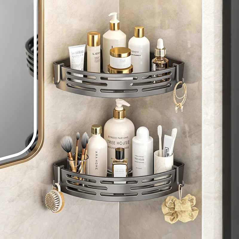 Modern Bathroom Corner Organiser Rack Self Adhesive Shower Shelf For Cosmetics Toiletries Storage Valentines Day Gift Home Decor