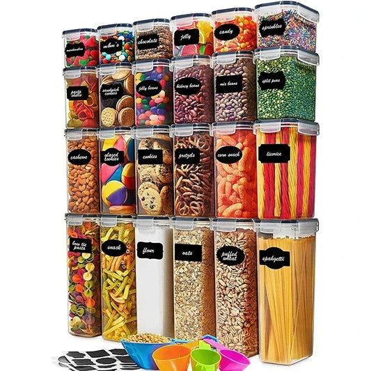 Food Storage Containers Kitchen Organiser and Storage Container with Lids Refrigerator Noodle Box Tank Sealed Cans 5Pcs Set