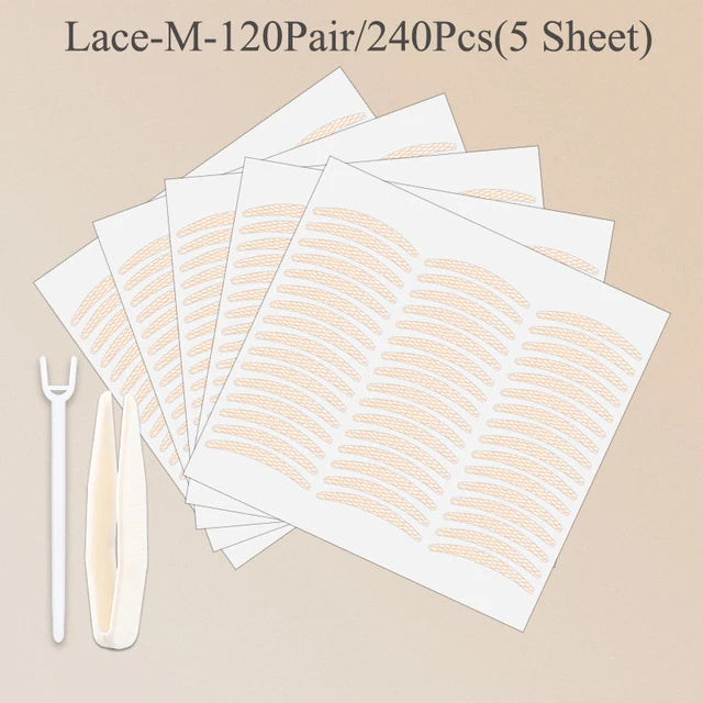 240pcs Lace Eyelid Stickers – Invisible Mesh Double Eyelid Tape for Eye Makeup and Beauty Tools