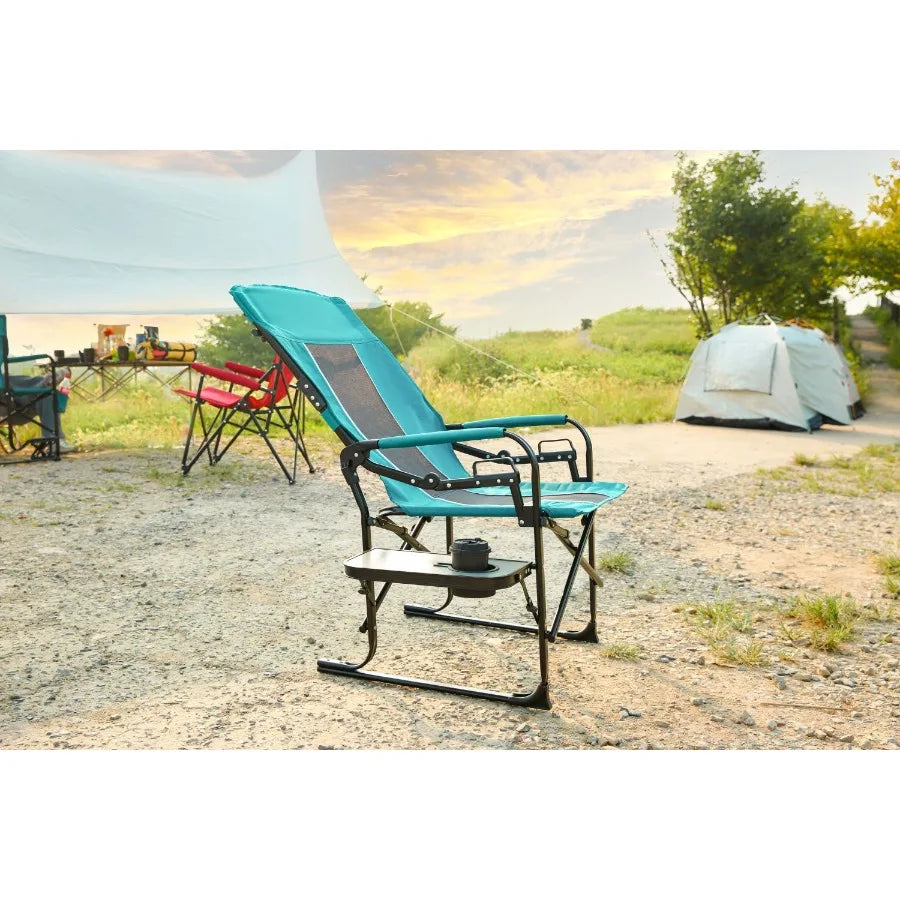 Heavy Duty Camping Portable Folding Chair with Side Table Pocket
