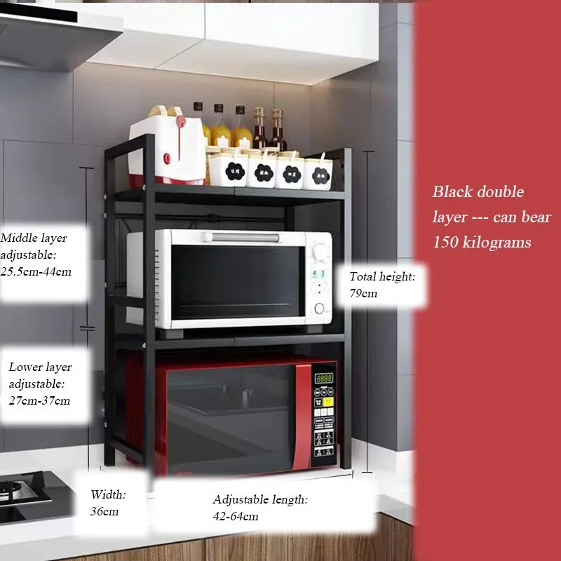 Retractable Multi-Functional Kitchen Rack Table Microwave Stove Rack Stove Cabinet Storage Rack Rice Cooker Storage Rack
