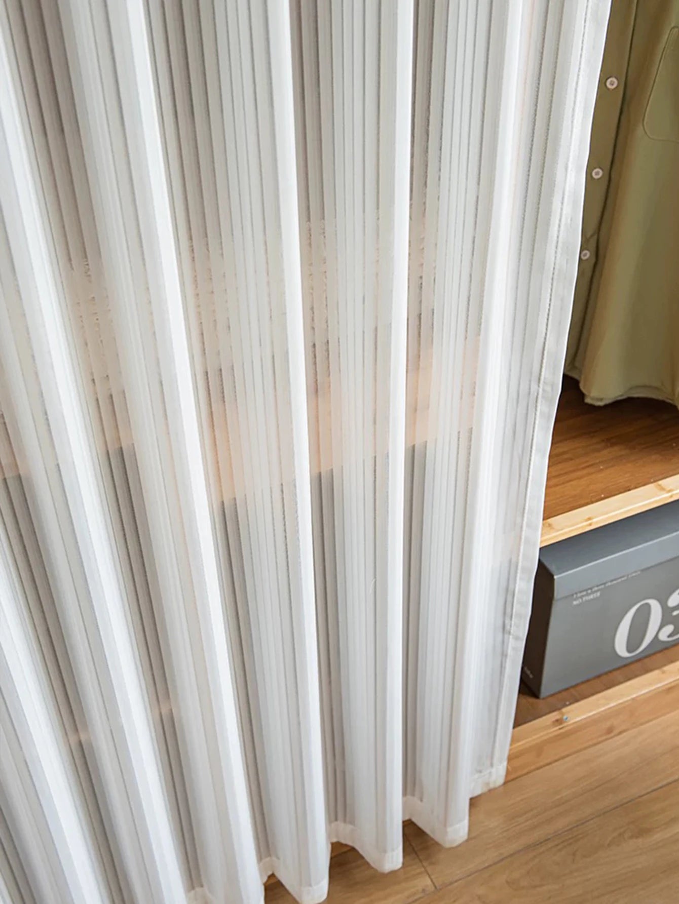 Vertical Stripe Design White Curtains
