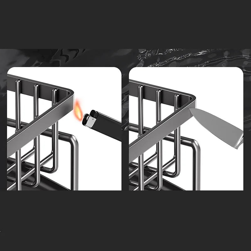 Stainless Steel Kitchen Sink Storage Rack, built-in Sponge Rack And Drainage Basket For Kitchen Cleaning And Storage