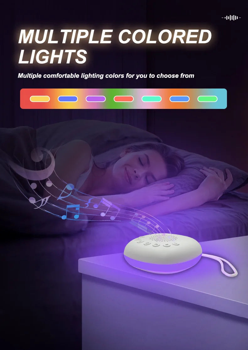 Portable White Noise Machine Sleep Aid with LED Breathing Light And 20 Types of Light Music - Meditation Device for Relaxation