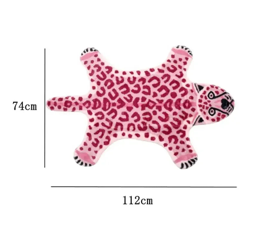 VIKAMA Pink Animal Faux Leopard Print Carpet