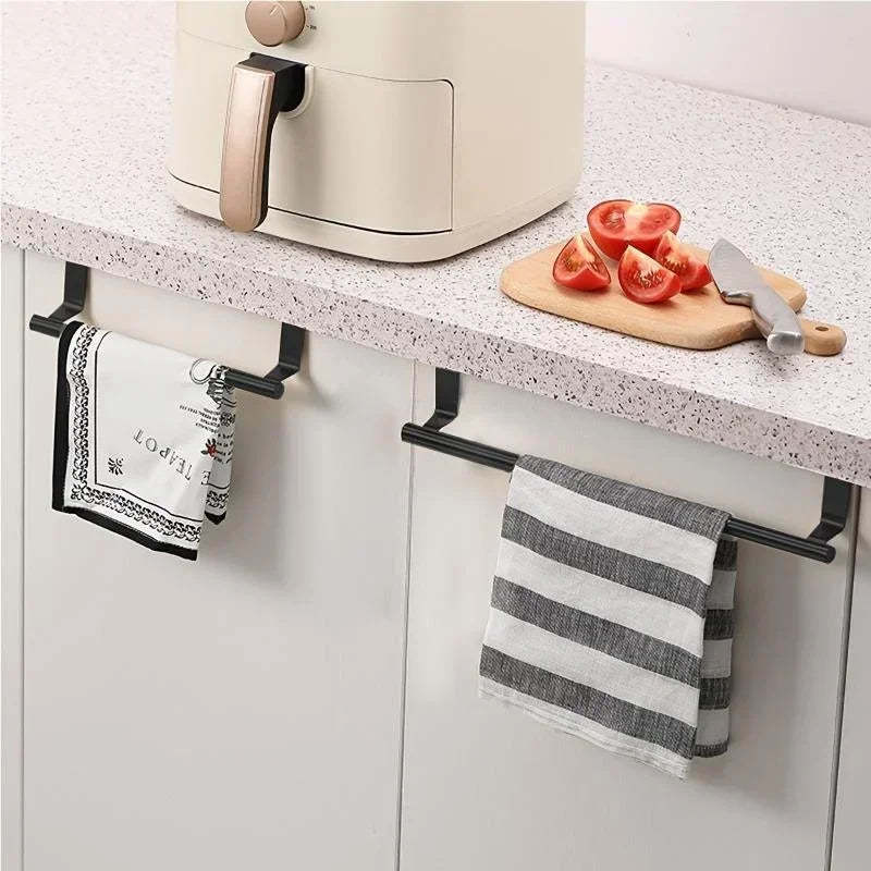 Towel Rod Steel Metal Wire Over Cabinet Towel Rack Storage Organiser Bathroom Door Hanging Towel Rack Punch-free Rag Hanger