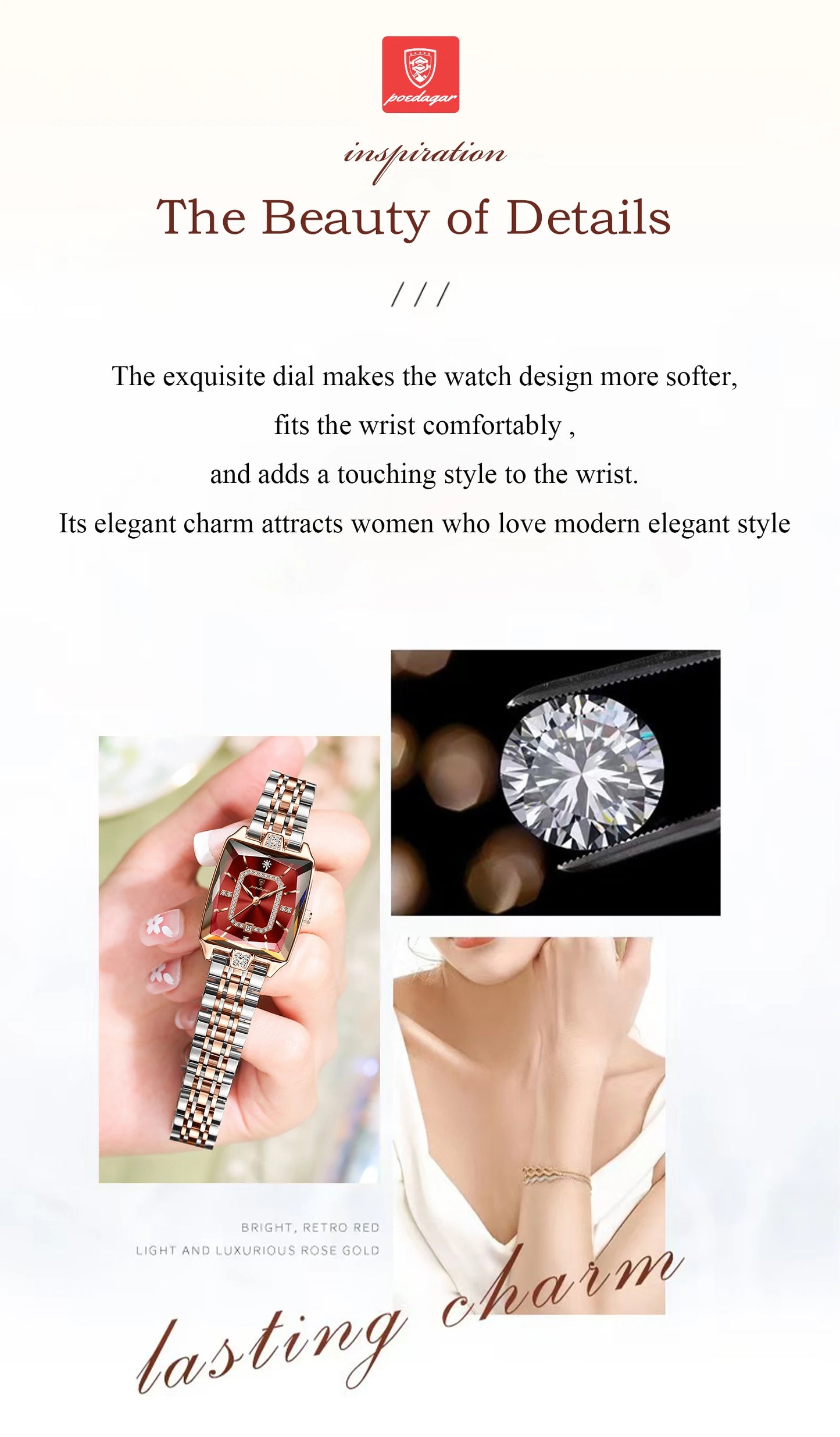 POEDAGAR Elegant Exquisite Woman Watch Waterproof Stainless Steel Date Original Fashion Ladies Wristwatch Women's Quartz Watches