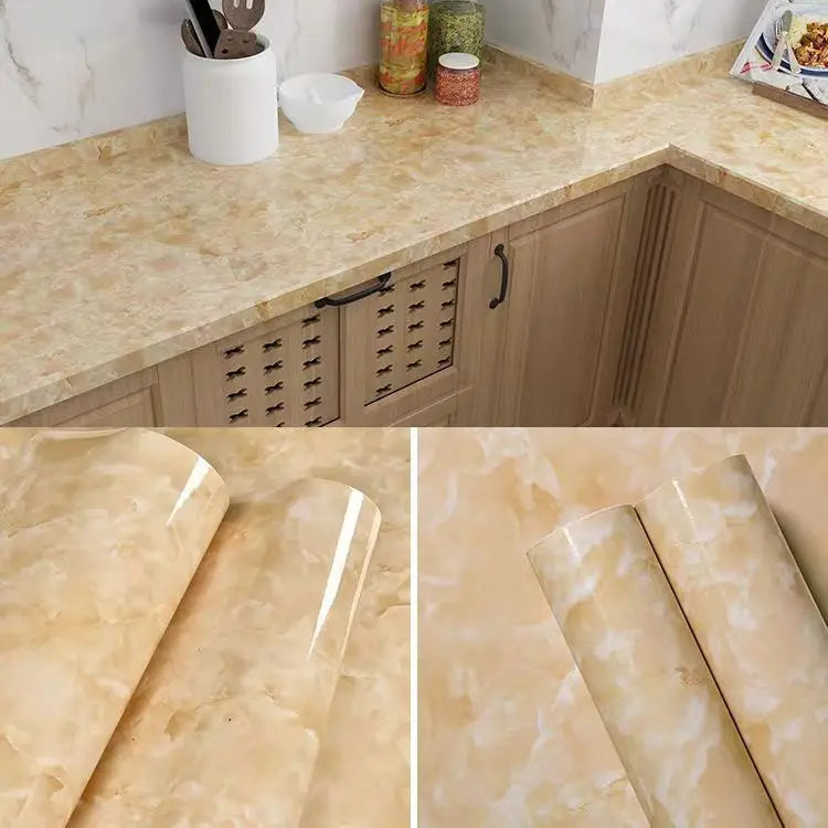 PVC Thickened Waterproof And Oil-proof Marble Wallpaper Self-adhesive Sticker Bathroom Cabinet Cooktop Desktop Decorative Film