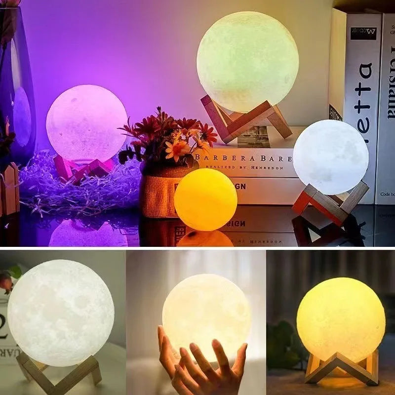 3D Print Battery Powered Moon Lamp LED Night Light Creative Touch Switch Moon Light For Bedroom Decoration Birthday Gift 6cm 8cm