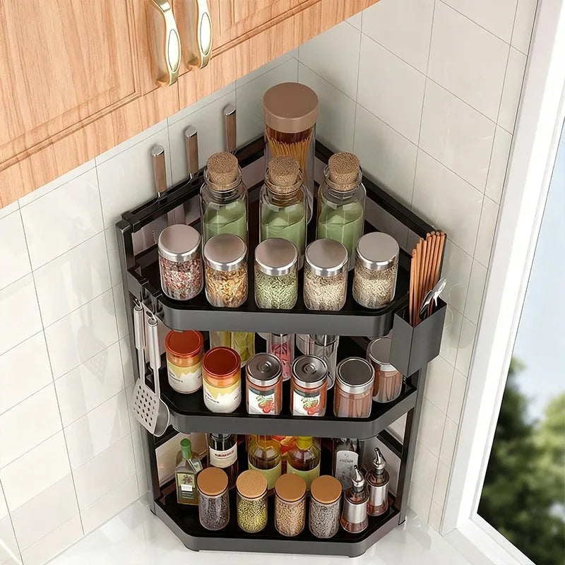 3/2/1 Layers Kitchen Storage Rack Seasoning Spice Bottle Shelf Countertop Corner Stands Space Saving Chopstick Holder Organiser